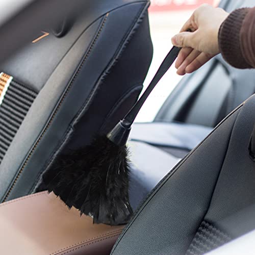 Image of Turkey Feather Dusters for Cleaning Home Blinds Kitchen car Office, Eco-Friendly Reusable (2 pcs Black)