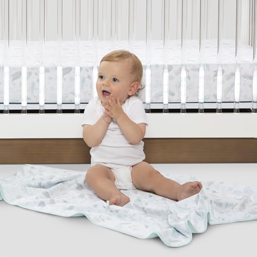 Image of Delta Children 100% Organic Cotton Fitted Crib Sheets, Sea Life + 100% Organic Jersey Cotton Baby Receiving Blankets - 30x40 Inches, GOTS Certified (Pack of 2) (Bundle)