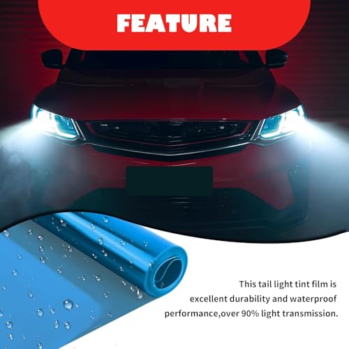 Image of WALLMATE Headlight Taillight Film Self Adhesive Smoke Film Fog Light Film Vinyl Tint Wrap Film Car&Bike Protection Film Sheet Sticker (Blue Smoke, 24x60 Inch)