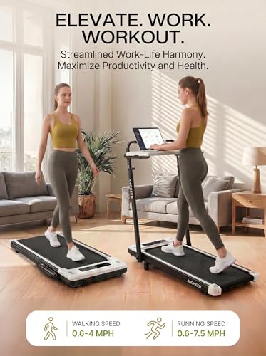 Image of ANCHEER Treadmill with 12% /15% Incline, Folding Walking Pad with Handle Bar, 320-450lb Capacity Under Desk Foldable 3.5HP Treadmills for Home /Office /Gym,Installation-Free