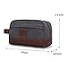 seemeroad Travel Toiletry Bag for Men and Women, Canvas Toiletry Organizer Water-Resistant Vegan Leather, Hanging Dopp Kit Shaving Bag for Toiletries Accessories (Gray, Medium)