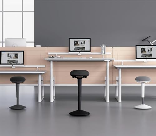 Image of Kore Design Wobble Stool for Standing Desks, Ergonomic Wobble Chair for Adults /Kids, Perfect for Classroom Seating, Round Curved Seat for Active Sitting Vanity Desk Stool for Home /Office Use, Black