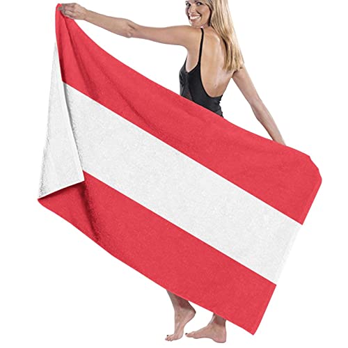 Lawenp Badetuch mit österreichischer Flagge, Strandtuch, große Pooltücher, sehr saugfähige, weiche und schnell trocknende Badetücher