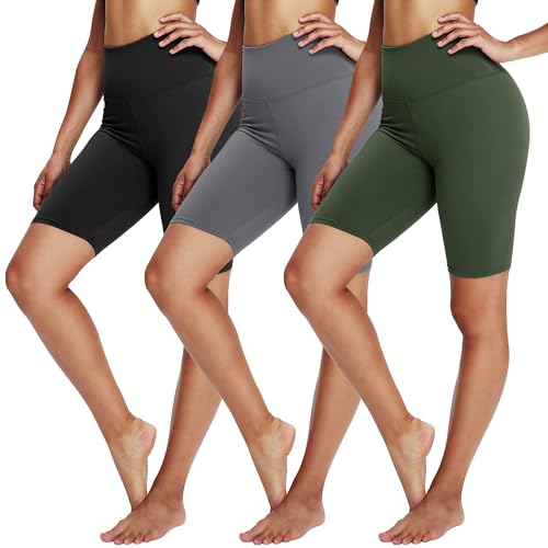 3 Pack Biker Shorts for Women – 8' Black High...