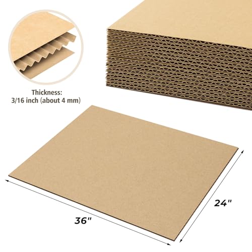 Image of Golden State Art 5 Pack 24x36 Corrugated Cardboard Sheet 3 /16 inch Flat Inserts