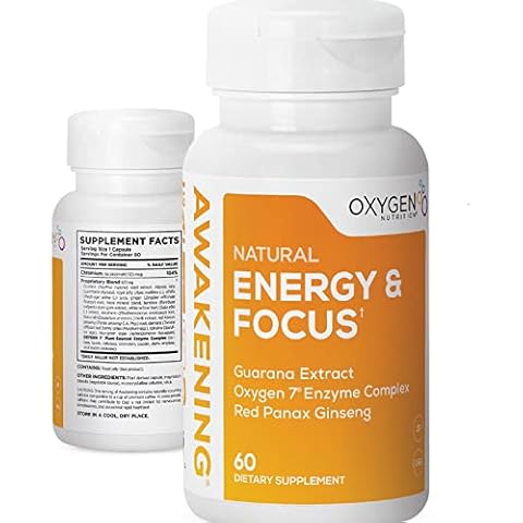 Awakening Natural Energy & Focus Nootropic Supplement with Panax Ginseng, Guarana Extract & Chromium Picolinate | Brain Supplement for Focus, Energy, Mood & Clarity | Gluten Free Veggie, USA - 60 Caps Cover