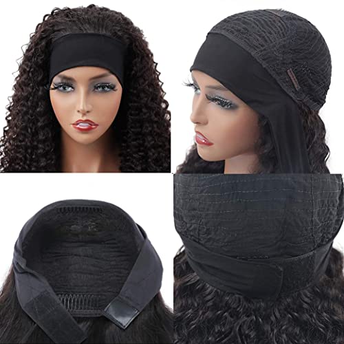 JCL Curly Headband Wig Human Hair 180% Density 12 Inch Headband Wigs for Black Women Deep - image 5