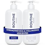 Routine Wellness Shampoo & Conditioner Set - Strengthening & Volumizing for Thinning Hair - Promotes Full, Voluminous, Healthy Hair - Unscented Set