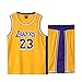 Basketball Trikot für Lebron Raymone James No.23 Lakers Fans Basketball ärmellose Anzug Kinder Erwachsene schwarz lila Sportswear T-Shirt Weste + Shorts jugendlich weiß gelb Sweatshirt-Yellow-XXL