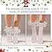 LSULIBYB Women Christmas Ruffle Ankle Socks, Snowflake Pattern, Adult Foldover Cuff Double Lace Frilly Socks 6-11, White Red Green (US, Numeric, 6, 11, Regular, Regular, 2 Pairs White)