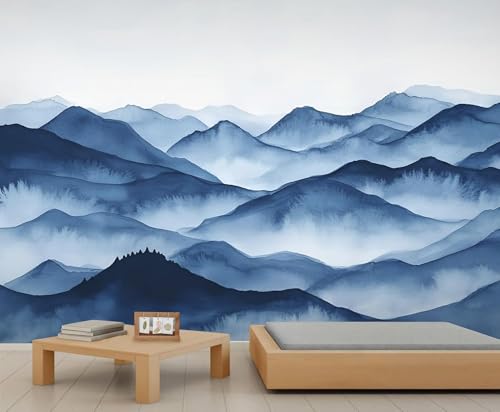Fotomurales Decorativos Pared Montañas 3D Mural Autoadhesivo Pared Abstracto Moderno Papel Pintado Tela de Seda Papel Tapiz Panorámico 150x105 cm B-4735