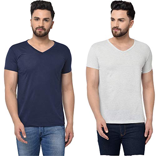 Image of JANGOBOY Men's V-Neck Cotton T-Shirt (Pack of 2)