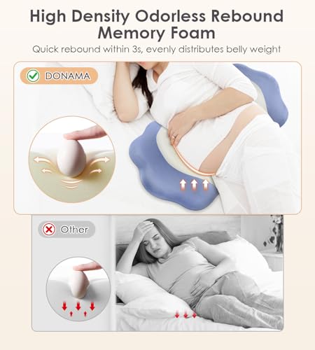Image of Memory Foam Pregnancy Pillows for Sleeping, Side Sleeper Maternity Pillow Support for Back Belly HIPS, Adjustable Wedge Pillow for Pregnant Women, Side Sleeping Pregnant Pillows with Pillowcase