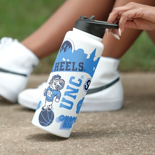 Image of Logo Brands NCAA Native 34 oz Quencher Water Bottle - | Local Icons Design | Double-Wall Insulated| Leak-Proof Lid & Built-In Straw