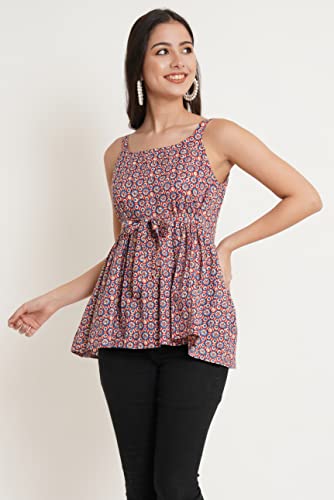 Image of COTLAND Fashions Jaipuri Cotton Printed Strappy Top for Women