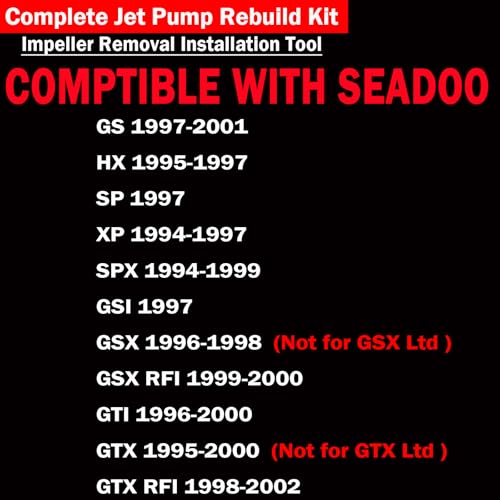 Image of Complete Jet Pump Rebuild Kit with Seals O-rings and Remove Tool for SeaDoo1998-2006 RFI SP SPI SPX XP GS GSI GSX GTI GTX HX