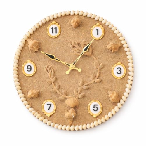 Image of Wall Clock for Hall | Beach Sand Made Sea Shell Design | Large Decorative Silent Non-Ticking Modern Clock for Living Room, Bedroom and Office