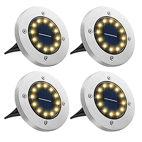 Bowfar Solar Lights Outdoor Garden, 12 LEDs Solar Ground Lights IP65 Waterproof Warm White Decking Lights