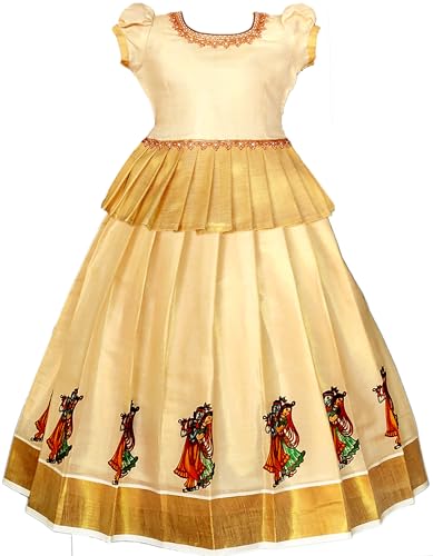 Image of Girl's Silk Readymade Traditional Lehenga Choli with-KERALP PATTU 4 colour