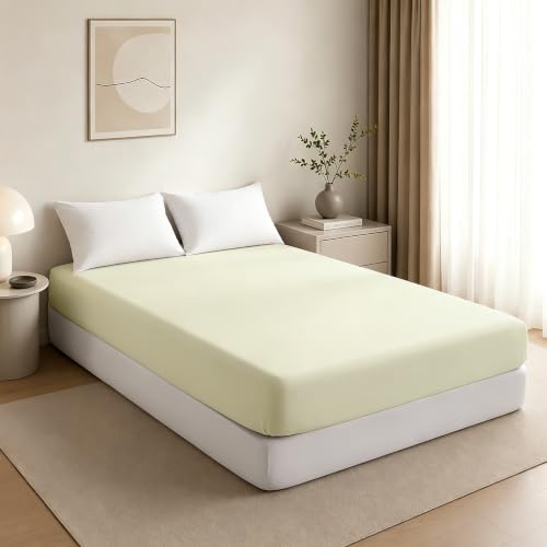 Aerlomi King Fitted Sheet, 78x80, Brushed Microfiber, Cream Yellow