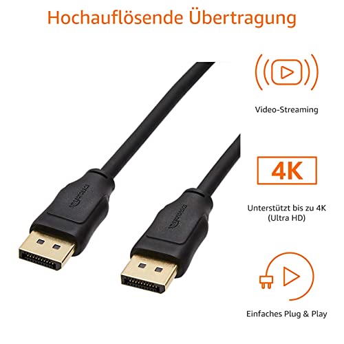 AmazonBasics Verbindungskabel, DisplayPort auf DisplayPort, 3 m, schwarz, Personal Computer – Ansicht 3