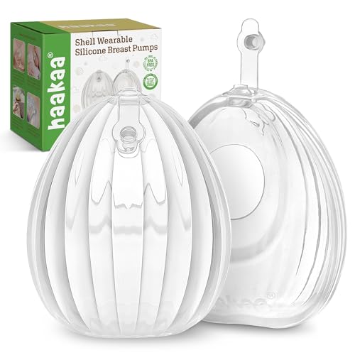 Image of haakaa Shell Wearable Silicone Breast Pump - Silicone Hands Free Breast Pump - Passive Breast Milk Collector Shell for Newborns - Breastfeeding Essentials - 4oz/120ml,2 Count