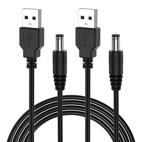 Meliya USB to DC 5V Power Cord USB-A Male to DC 5.5mm x 2.1mm Power Plug Connector Charge Barrel Jack Power Cable 2Pack-3.3ft