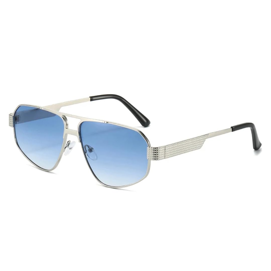 Lunettes de soleil polygone en métal à verres dégradés rétro chic - 6