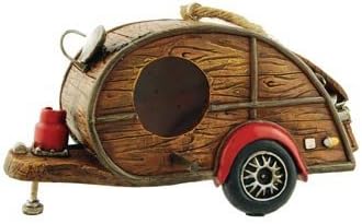 Birdhouse Woody Camper Trailer, RV Collectible Garden Decor, 8-inch