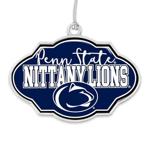 Penn State Nittany Lions Frame Design Christmas Ornament with Team Logo Silver Metal Gift Tree Decoration PSU