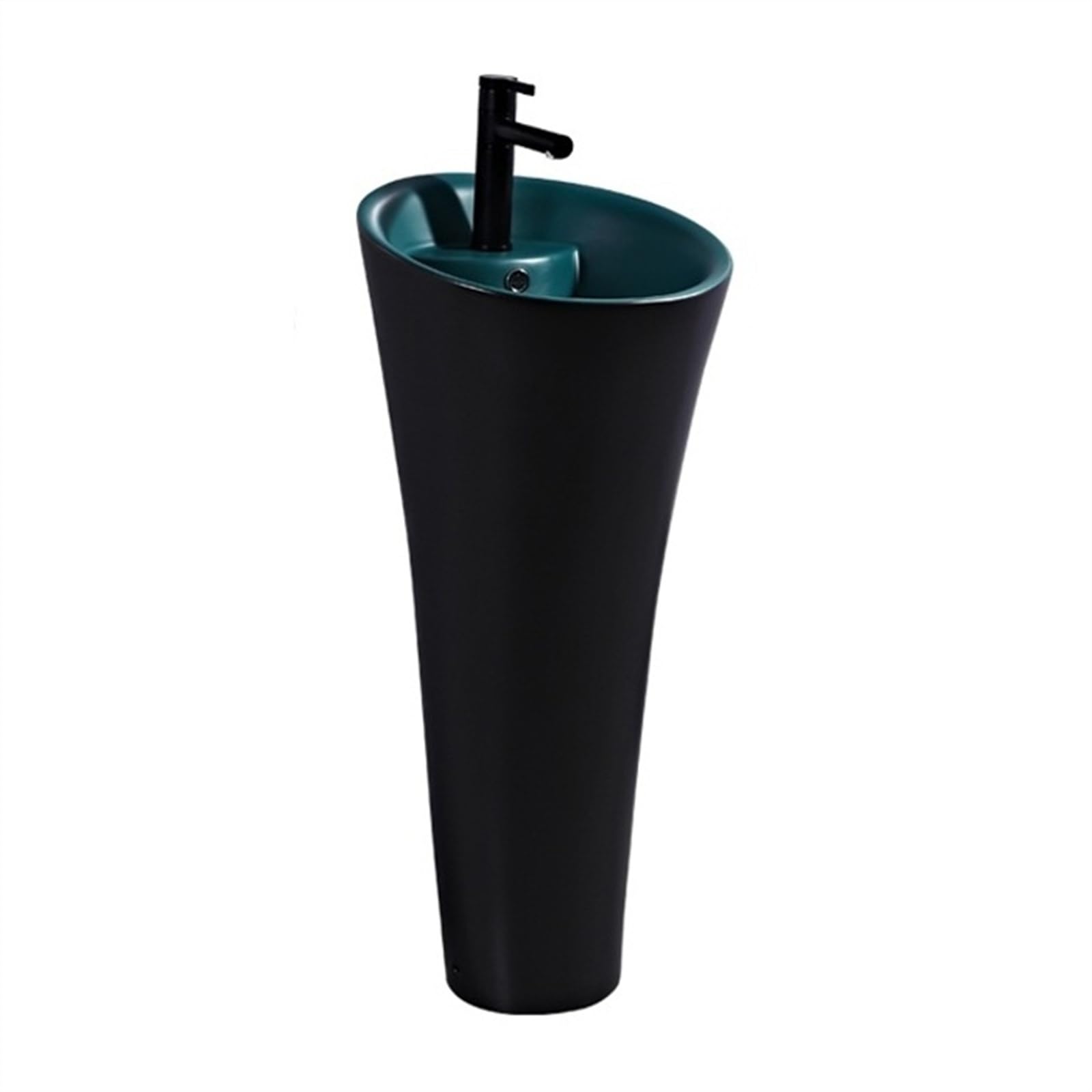 Zhaoj24-05 Green Pedestal Sink One Piece Pedestal Basin With Overflow, Floor Standing Bathroom Vanity With Faucet And Drain Kit, Modern Ceramic Sink Art(Green)