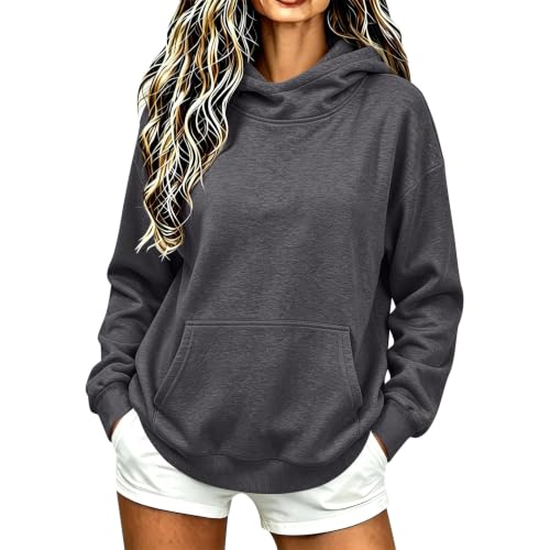 Funnel Neck Hoodie Women Oversized Mock Neck Sweatshirt Fall Clothes | Cotton Comfort Cute Oversized Hoodie, Fleece Fall Lightweight Comfy Kangaroo Pouch Hoodie,Drop Shoulder Long Sleeve Pullover - image 7