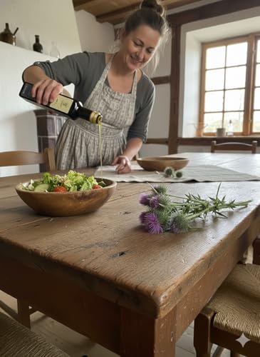Odenwälder Lebensmittel Premium Distelöl, Kaltgepresst & Unfiltriert, Ideal für Salate und kreative Gerichte – Made in Germany (100 ml)