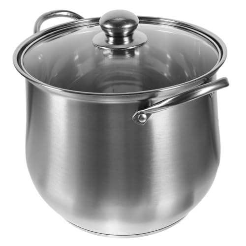 iplusmile Olla de Acero Inoxidable para Guisos y Sopas con Tapa Doble Asa Ergonómica Resistente y Duradera para Cocina Doméstica y Cocción de Gran Capacidad