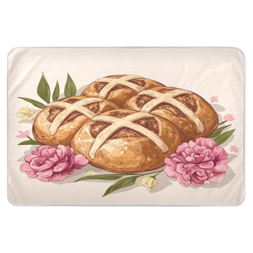 Extra Large Resuable Changing Pad Covers Waterproof Washable Bed Pad Changing Cradle Mattress for Children Adults Pets 52x34in Happy Easter Hot Cross Buns