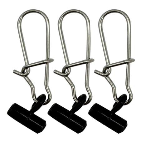 LkyRui 50PCS Fishing Sinker Slides with 6# Duo Lock Snap Black Fishing Line Slider Sinker Weight Connectors for Fishing Rigs Tackles Saltwater Surf