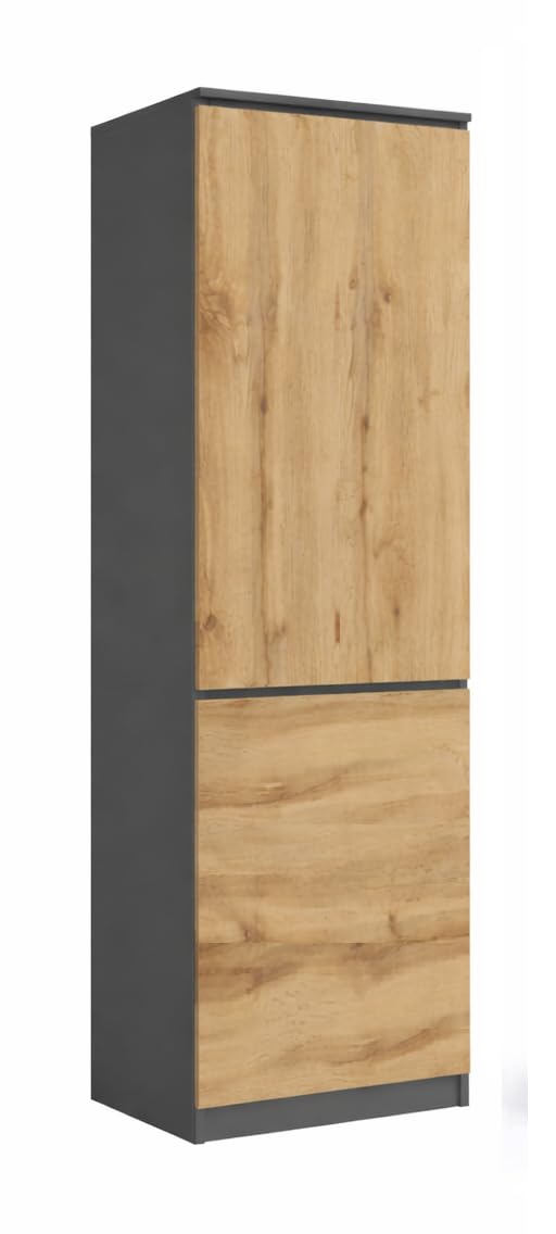 Armoire polyvalent, penderie, armoire à vêtements avec 2 portes et 5 compartiments, armoire universelle pour bureau et maison, 180,5 x 50 x 40 cm (graphite/chêne Wotan)