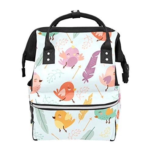 Reise-Wickeltasche Vögel & Federn Multifunktionale Babytasche Reiserucksack Funktionelle Schultasche für Damen Herren
