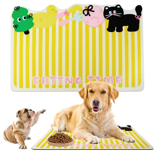 Tappetino Ciotola Cane, Tappetino Ciotole Gatto Antiscivolo, Tappetino Gatto Ciotole Impermeabili, Sottociotola per Cani Super Assorbente, Lavabile, per Cani per Mangiare, 60 X 40 cm