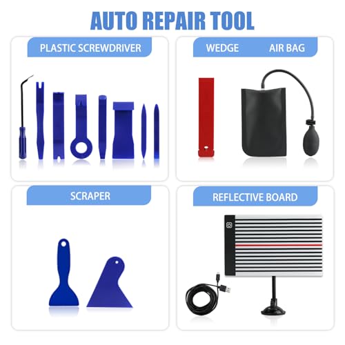 Image of 128PCS Dent Removal Kit,Paint-Safe Dent Removal Tools, DIY Dent Puller Set with Golden Lifter, T-Bar, Bridge Suction Cup Puller, Rubber Hammer & Glue Gun for Car Dent Removal