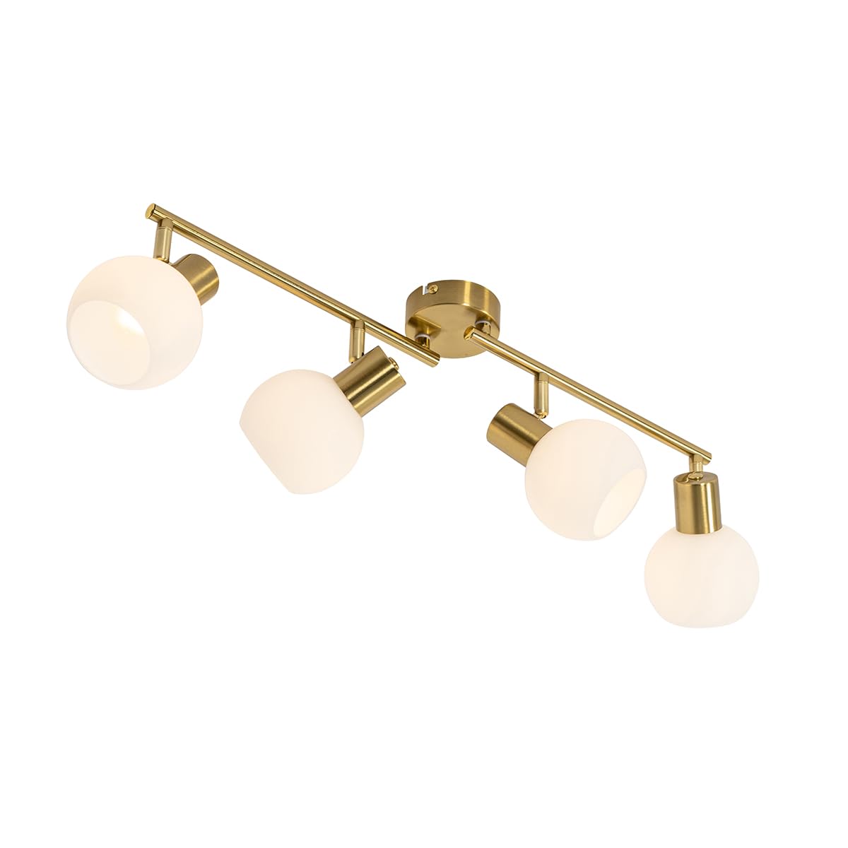 Qazqa Deckenstrahler, Deckenspot - Anouk - Gold mit Bernsteinglas, Vintage, max. 25W, Geeignet für LED, 77cm, 4-flammig, Ideal als Küche lampe und Wohnzimmerlampe