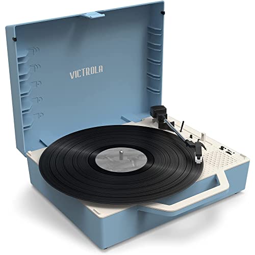 VICTROLA RE-Spin Platine Vinyle ECO CONCUE Bleu - Les Beatles, Paul McCartney, John Lennon, RIngo Starr, George Harrison VICTROLA RE-Spin Platine Vinyle ECO CONCUE Bleu