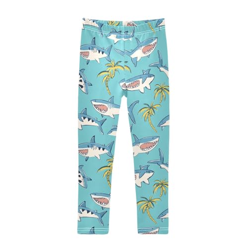 Cute Shark Girls' Leggings Toddler Doodles Palm Tree Kids Yoga Pants Dance Active Tights 4T