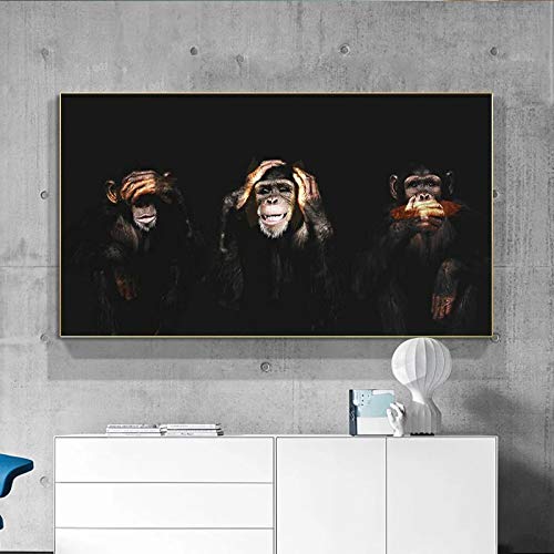 Toile 3 singes gorille pour salon affiche murale sans cadre 65x110cm