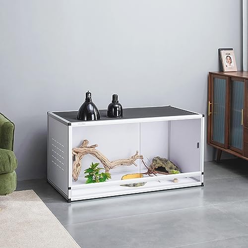 PVC Reptile Enclosure 120 Gallon ToxiRium Large Reptile Terrarium 48''x24''x24 Tank for Bearded Dragon Gecko Lizard Snake,Wide Breeding Lounge Vivarium Area with Sliding Doors Lock