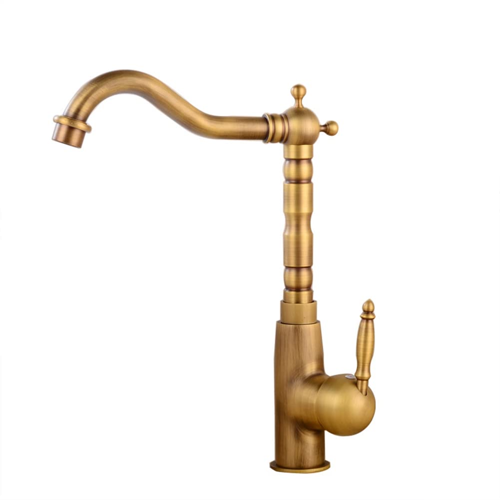 Basin Mixer Tap Bathroom Sink Taps Bathroom Taps High Wash Basin Taps Retro Antique 360° Rotatable Brass Single Lever Mixer Tap with Cold and Hot Water,A，B A