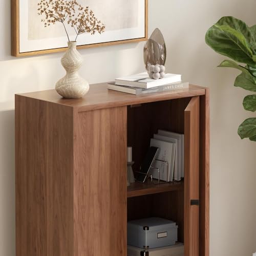 Image of Wakefit Engineered Wood Cabinet | 1 Year Warranty | Storage Cabinet for Home Kitchen Living Room | 1 Closed Compartment | Almeida - Columbian Walnut