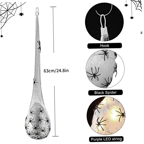 Luz colgante de Halloween de 6 piezas, sacos de huevos de araña para decoración exterior 3