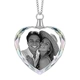 Collier en cristal personnalisé, Pendentif en Cristal 3D avec Photo, image gravée au laser, Cadeau Personnalisé pour Épouse Maman Amie Anniversaire Mariage Anniversaire Fête des Mères (style 1)