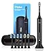 Elektrische Zahnbürste, Olybo Schallzahnbürste 5 Putzprogamm mit Reiseetui, 6 Aufsteckbürsten Wiederaufladbar IPX7 Wasserdicht, Schwarz